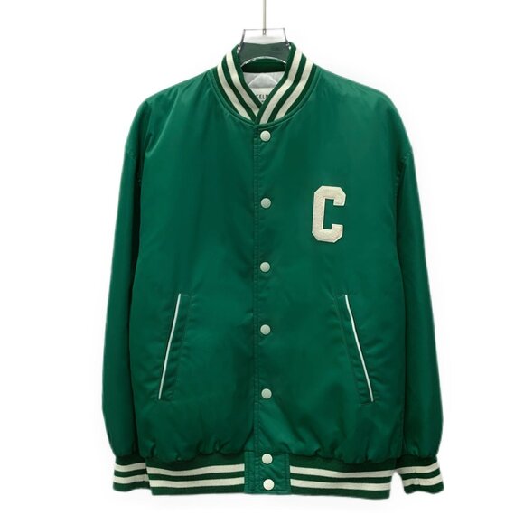 Celine Green Striped Letter Embroidered Long Sleeve Baseball Jacket XXS 100% Cot - Picture 1 of 7